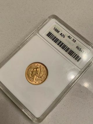 1888 Liberty Head Gold G$2.  5 Two Dollar Coin ANACS Graded AU58 AU - 58 $2.  5 2