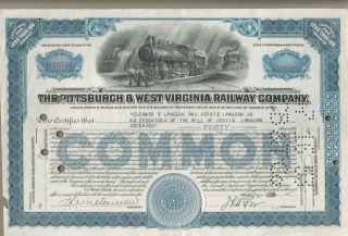 1959 Stock Certificate 30 The Pittsburgh & West Virginia Railway Company O39543