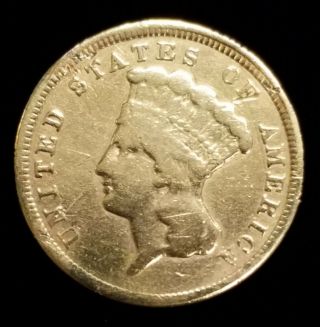 1854 Indian Princess $3 Three Dollar Gold Coin W/ Fine Details