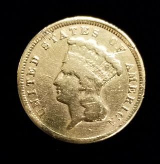 1854 Indian Princess $3 Three Dollar Gold Coin w/ Fine Details 3