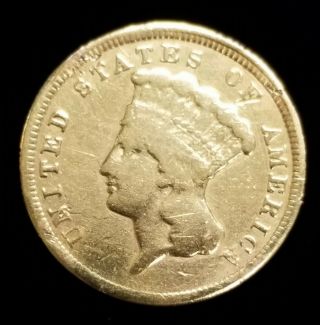 1854 Indian Princess $3 Three Dollar Gold Coin w/ Fine Details 5