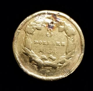 1854 Indian Princess $3 Three Dollar Gold Coin w/ Fine Details 6