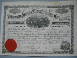 Lebanon Acton Maine Silver Mining Company,  Lebanon,  Maine 1880 Stock