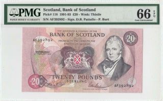 1992 Bank Of Scotland Edinburgh 20 Pounds ( (pmg 66 Epq))