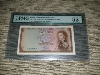 Malta 1 Pound 1963.  Aunc - Pmg 55 Graded