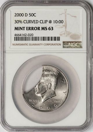 2000 D NGC MS63 HUGE 30 Clip Planchet Kennedy Half Dollar Error a Wow Coin 2