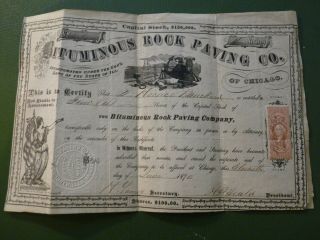 1870 Bituminous Rock Paving Co.  Of Chicago Stock Certificate