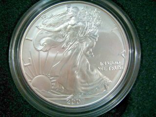 Bu 2007 - W Burnished Silver American Eagle.  Box &.  5