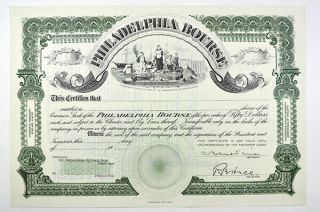 Philadelphia Bourse,  Ca.  1950 - 1960 Issued Stock Certificate