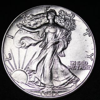 Uncirculated 1942 Walking Liberty Silver Half Dollar