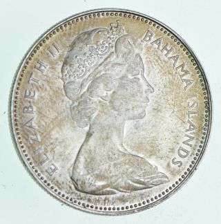 Silver - World Coin - 1970 Bahama Islands 1 Dollar World Silver Coin 17.  9g 160