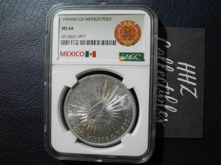 Ngc Mexico 1909 Un Peso City Silver Coin Ms64