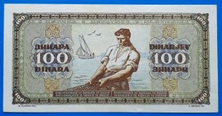 Yugoslavia,  100 dinara 1946,  W/O security thread,  print error JugosAAvija,  XF, 2