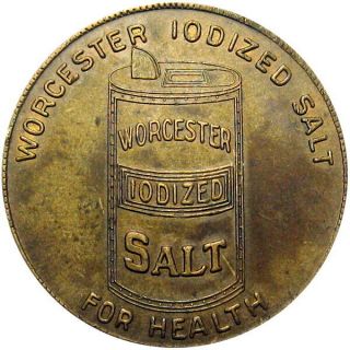 Pre 1933 York City Good Luck Swastika Token Worcester Iodized Salt Container