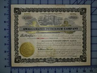 1919 Amalgamated Petroleum Company Stock Certificate 2000 Shares