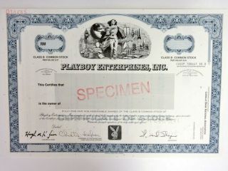 Playboy Enterprises,  Inc. ,  2005 Class B Specimen Stock Certificate,  Xf Abnc