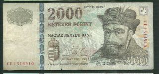 Hungary 1998 2000 (2,  000) Forint P 181 Circulated