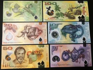 Banknote - Complete Set Papua Guinea Polymer Banknote 2/5/10/20/50/100,  Unc