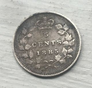 1885 Canada Silver 5 Cents,  Small 5 Over 5 In Date,  Rare Variety,  Km - 2 [bsi 32]