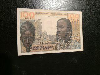 West African States Banknote 100 Francs 1959 - 1965