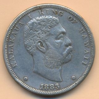 Hawaii 1 Dollar Year 1883 Silver,  900 26,  7 Gr.  Akahi Dala
