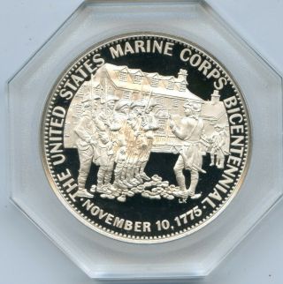 1975 Franklin Sterling Silver Medal U.  S.  Marine Corps Bicentennial