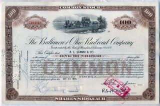 Baltimore & Ohio Railroad Company Stock Certificate B&o Csx Brown