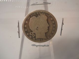 1892 S Barber Quarter 90 Silver