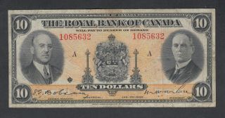 1935 Royal Bank Of Montreal 10 Dollars Bank Note