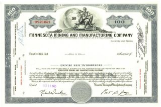 Minnesota Mining And Manufacturing Company.  3m Stock Certificate.  1965