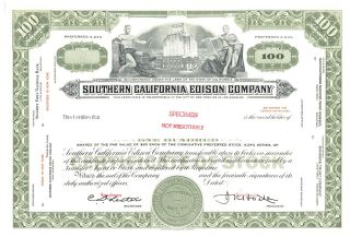 Southern California Edison.  Specimen.  Stock Certificate