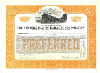 Western Pacific Railroad Corporation.  Stock Certificate.  1948