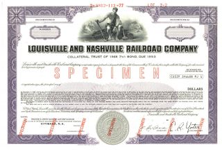 Louisville And Nashville Railroad Company.  Specimen.  Stock Size Bond Certificate