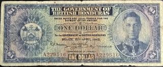 British Honduras $1 Dollar King George Kgvi Ww2 1939 P 20 Wwii Belize
