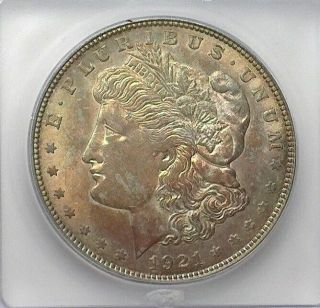 1921 - D Morgan Silver Dollar Icg Ms63 Iridescent