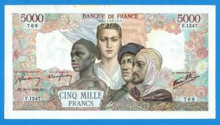 France 5000 Francs 1945 Sries F1247 Rare