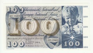 Switzerland 100 Francs 1967 Aunc P49i @