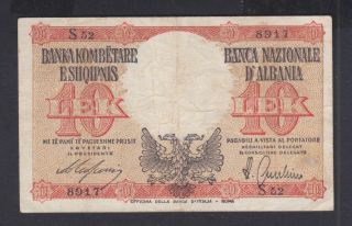 1939 - 44 Albania Albanian Paper Money,  10leke Italy& Germany Occupation