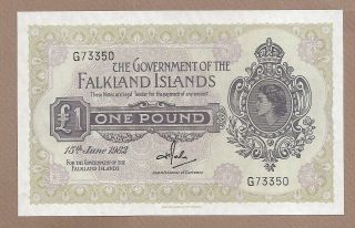 Falkland Islands: 1 Pound Banknote,  (unc),  P - 8e,  15.  06.  1982,
