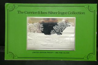 The Currier & Ives Home To Thanksgiving 999 Silver Proof Ingot 2.  75 Oz
