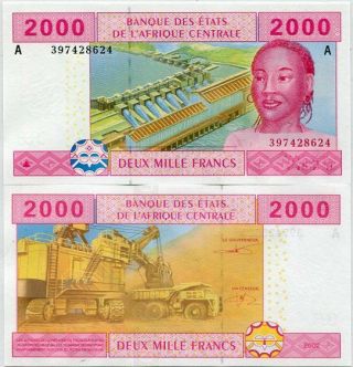 Central African State Gabon 2000 Francs 2000 P 408 A 408 Sign Unc