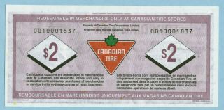 $2 2012 Canada Canadian Tire Stores Money Coupon - Choice Un - Circulated