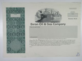 Enron Oil & Gas Co. ,  1980s Proof Stock Certificate,  Xf