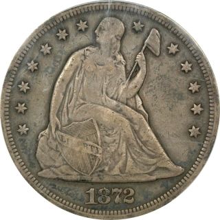 1872 Seated Liberty Dollar $1,  Pcgs Vf25