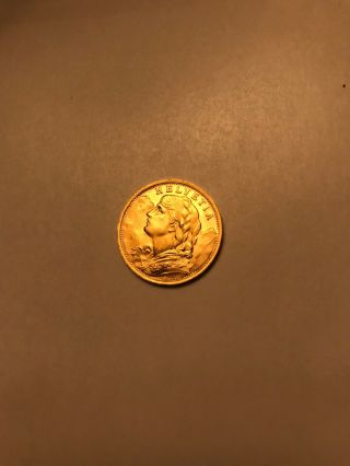 1935 Gold Switzerland 20 Fr Francs Gold Coin - Helvetia Swiss Gold Bullion Round