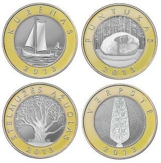 Lithuania 4 Coins Set Of 2 Litas Made In 2013 Bim Unc