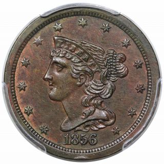 1856 Braided Hair Half Cent,  C - 1,  R1,  Pcgs Ms63bn