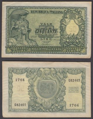 Italy 50 Lire 1951 (vf, ) Banknote P - 91