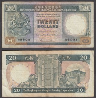 Hong Kong 20 Dollars 1988 (vf) Banknote P - 192
