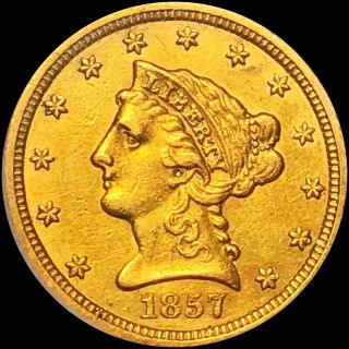 1857 - S $2.  50 " Quarter Eagle " Nearly Uncirculated Gold Real Deal Coin